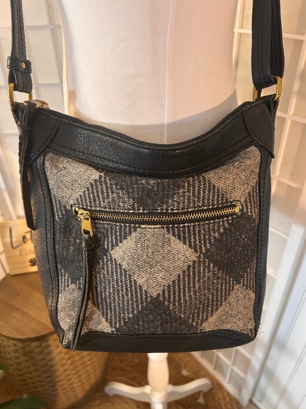 The Sak Plaid Cotton & Leather Crossbody Bag